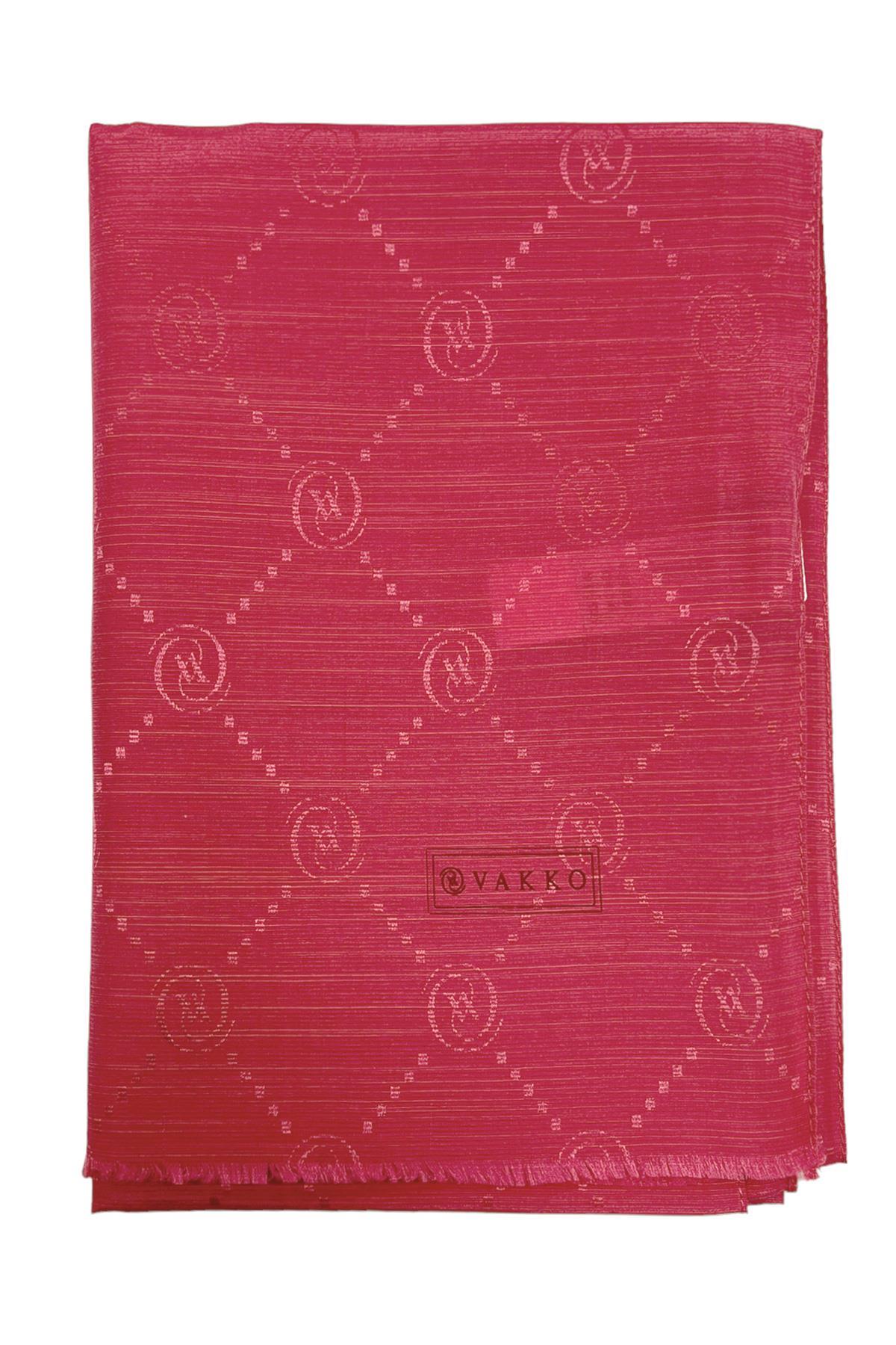 Vakko Monogram Pamuk İpek Şal 30011260-Bordo