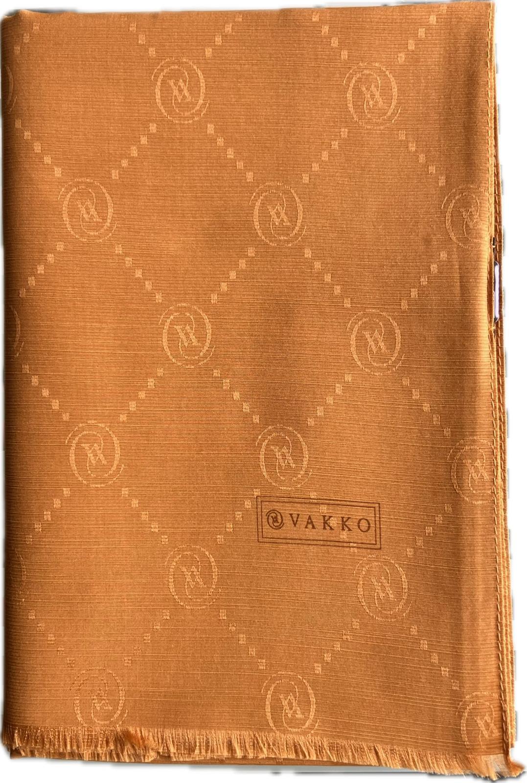 Vakko Monogram Pamuk İpek Şal 30011260-Hardal