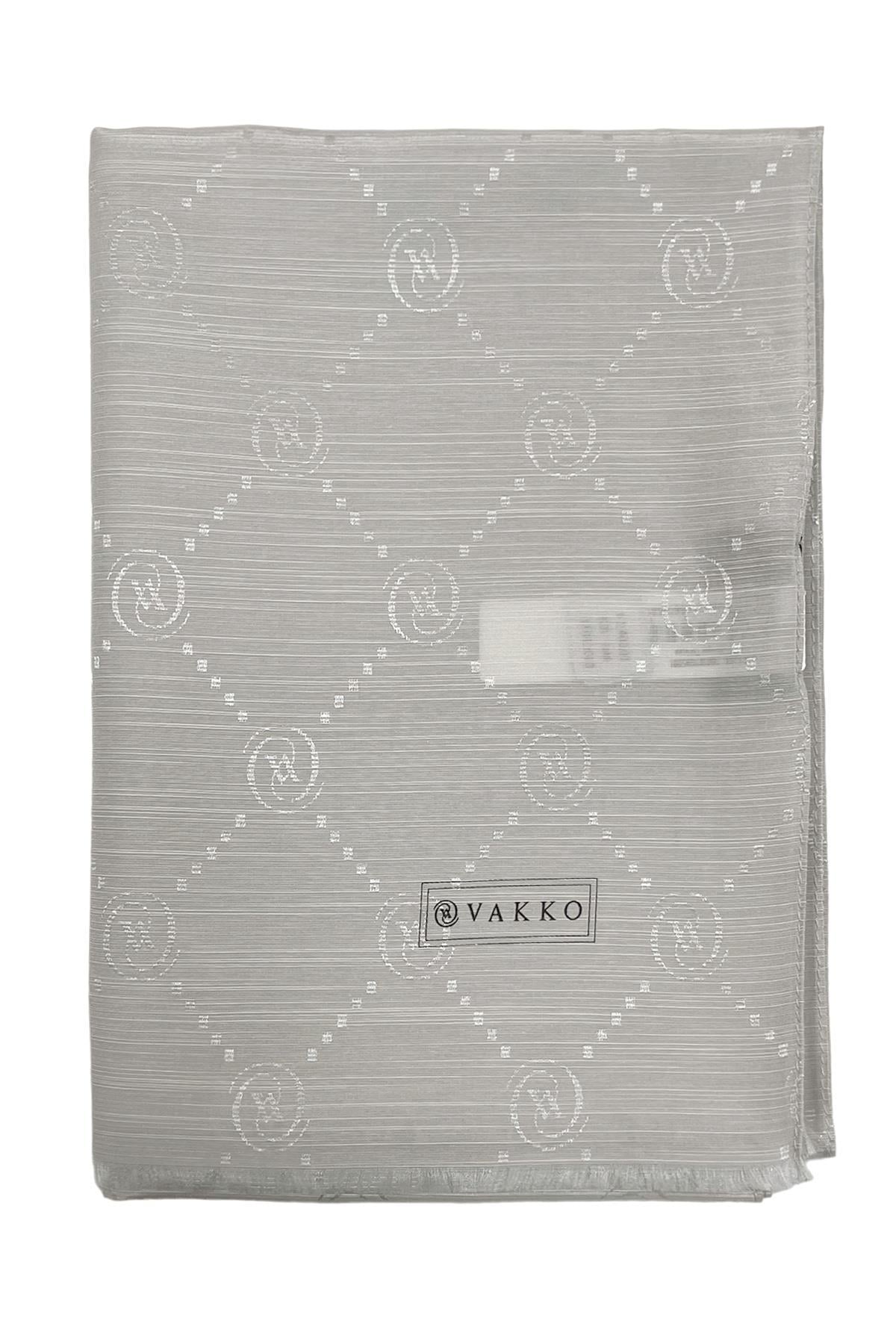 Vakko Monogram Pamuk İpek Şal 30011260-Gri
