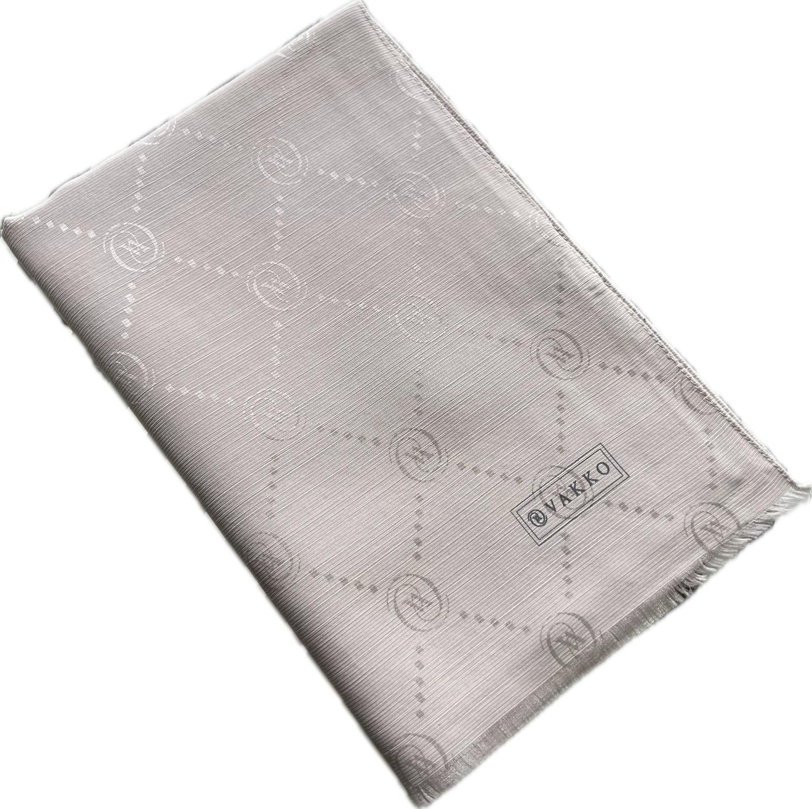 Vakko Monogram Pamuk İpek Şal 30011260-Gümüş