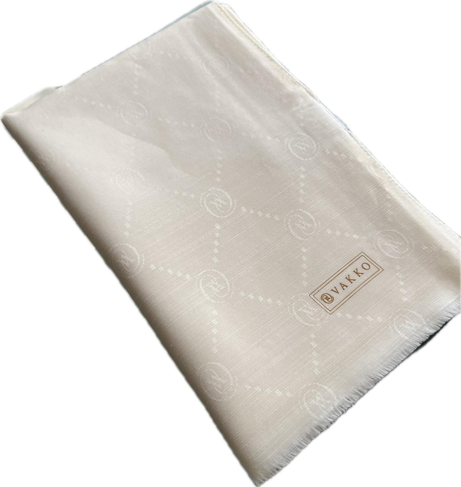 Vakko Monogram Pamuk İpek Şal 30011260-Kırık Beyaz