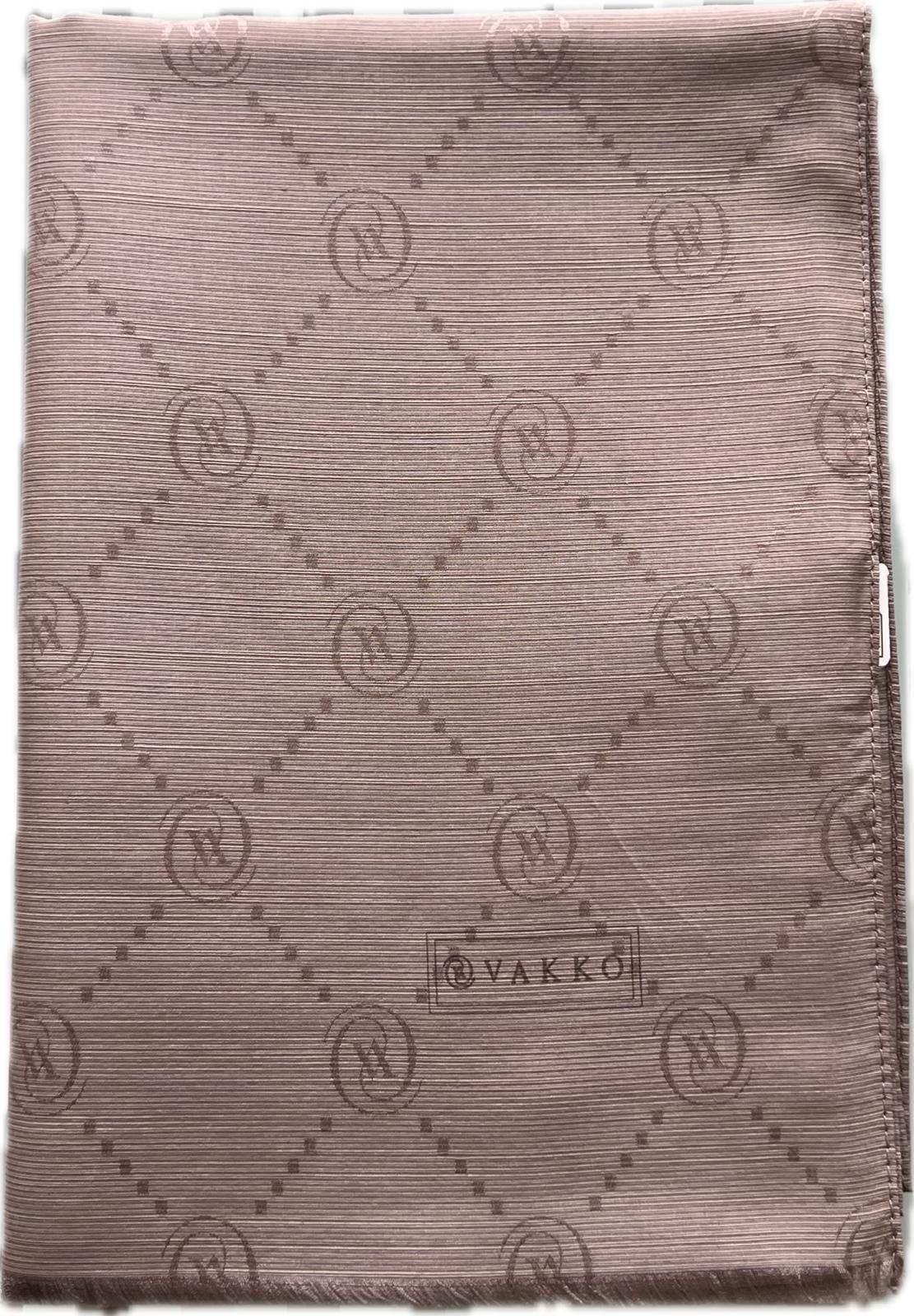 Vakko Monogram Pamuk İpek Şal 30011260-Vizon