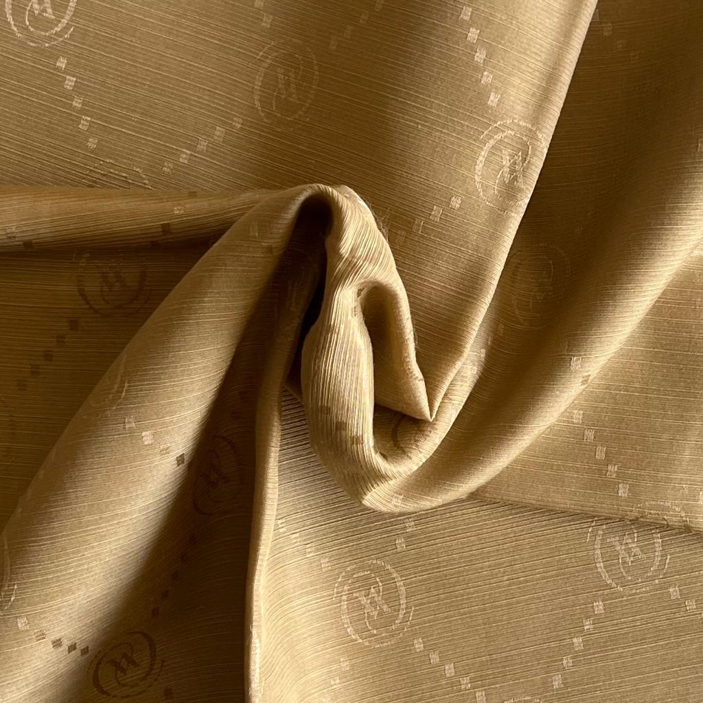 Vakko Monogram Pamuk İpek Şal 30011260-Camel