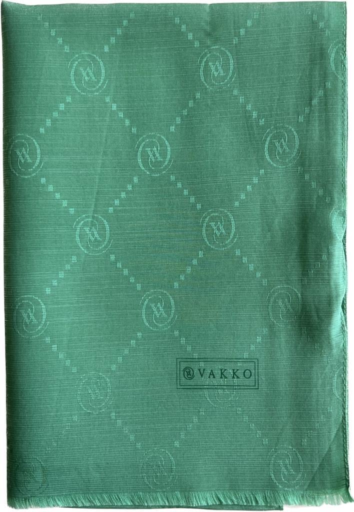 Vakko Monogram Pamuk İpek Şal 30011260-Yeşil