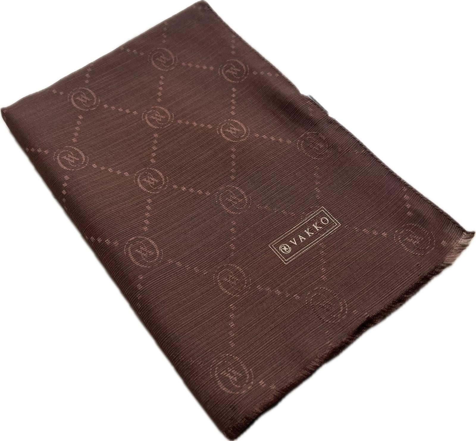 Vakko Monogram Pamuk İpek Şal 30011260-Kahve