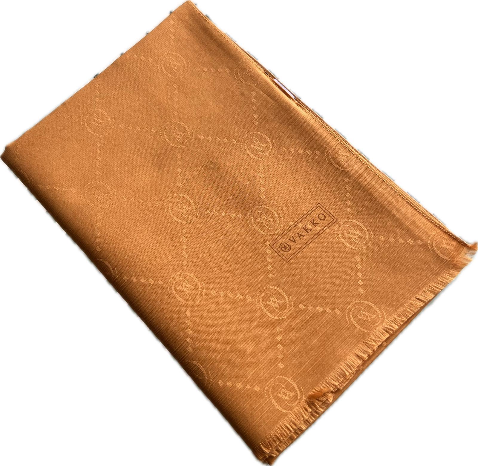 Vakko Monogram Pamuk İpek Şal 30011260-Hardal
