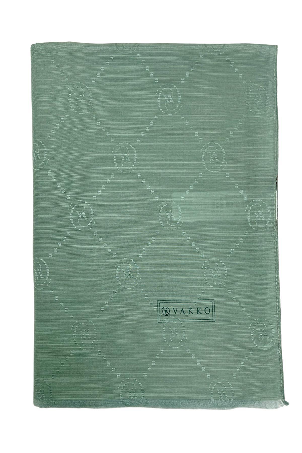 Vakko Monogram Pamuk İpek Şal 30011260-Turkuaz