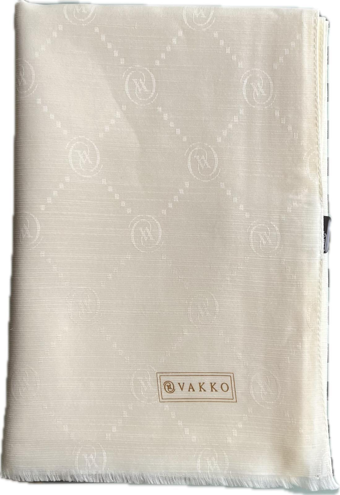 Vakko Monogram Pamuk İpek Şal 30011260-Kırık Beyaz