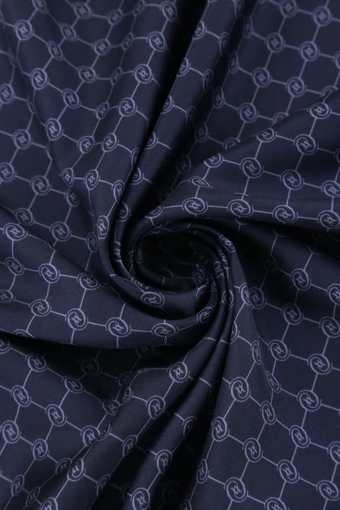 Vakko Monogram Tivil İpek Şal 300088-Koyu Lacivert