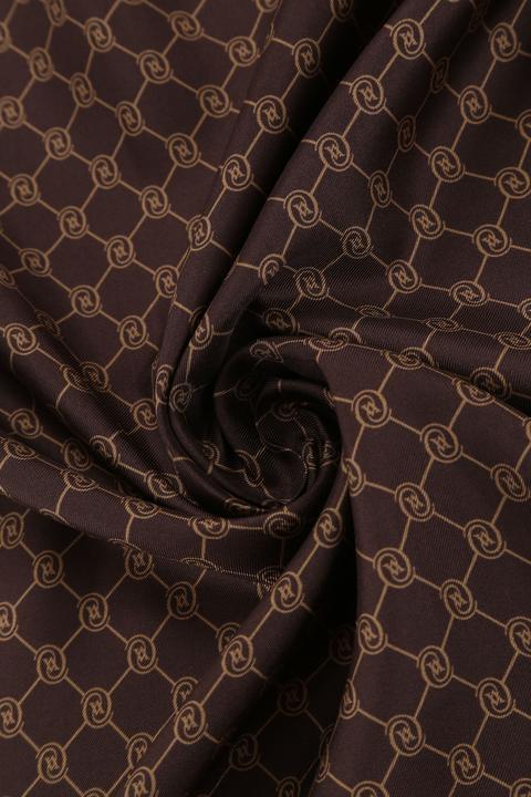 Vakko Monogram Tivil İpek Şal 300088-Koyu Kahve Camel