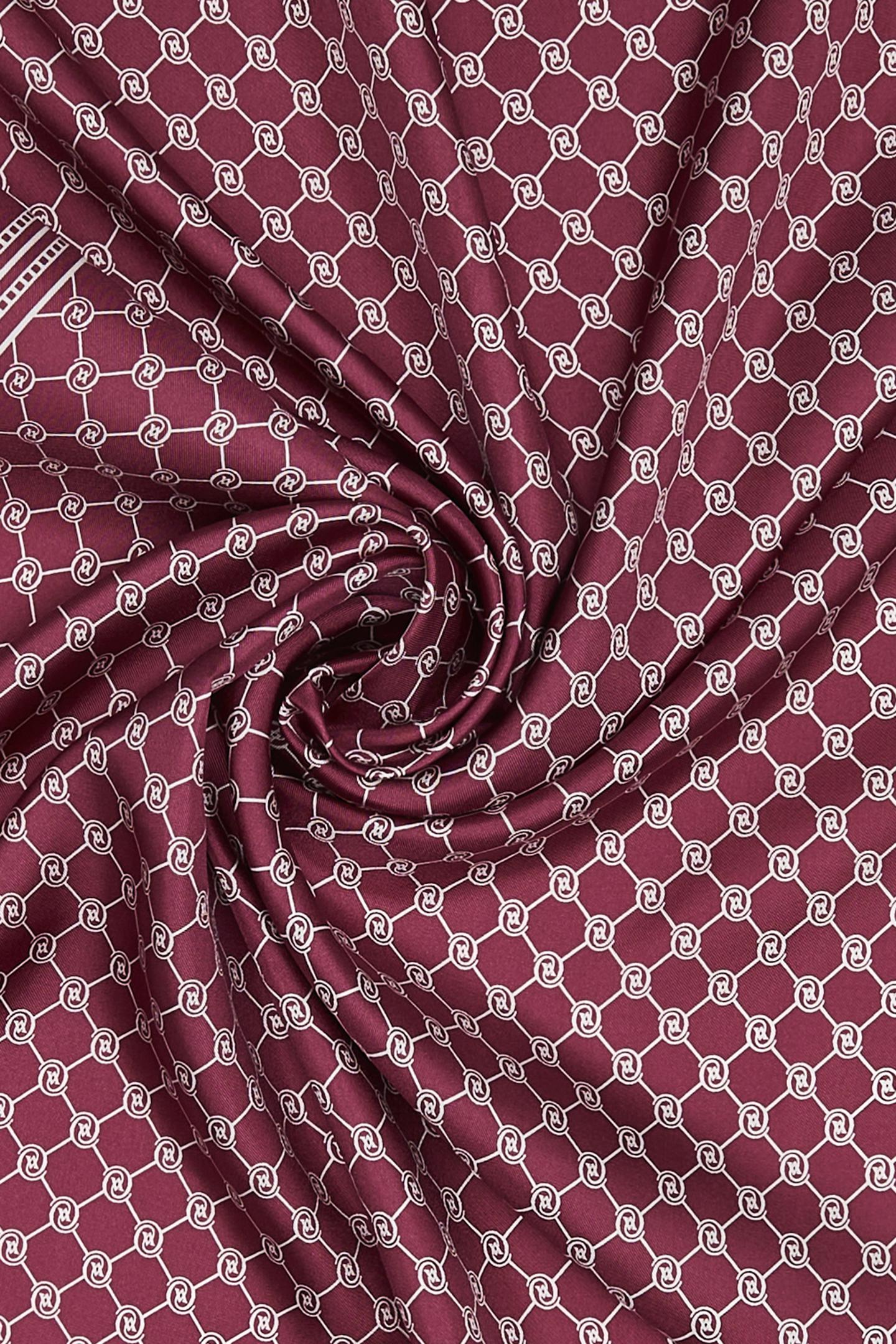 Vakko Monogram Tivil İpek Şal 300088-Mürdüm