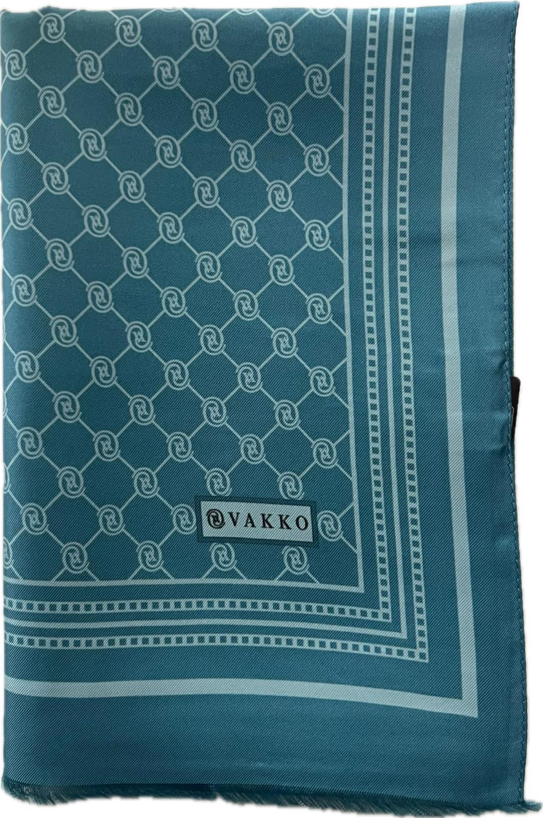 Vakko Monogram Tivil İpek Şal 300088-Mavi
