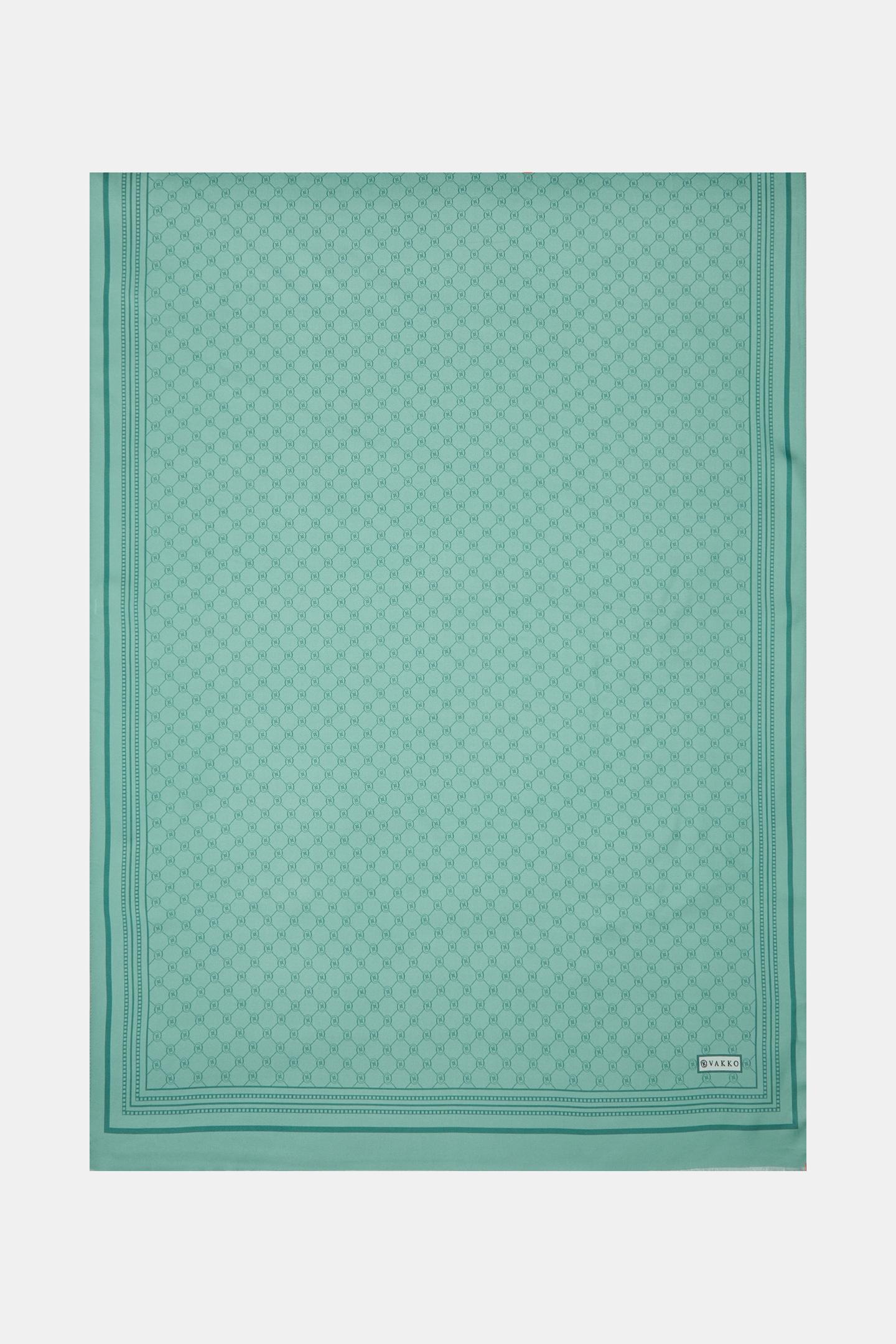 Vakko Monogram Tivil İpek Şal 300088-Mint