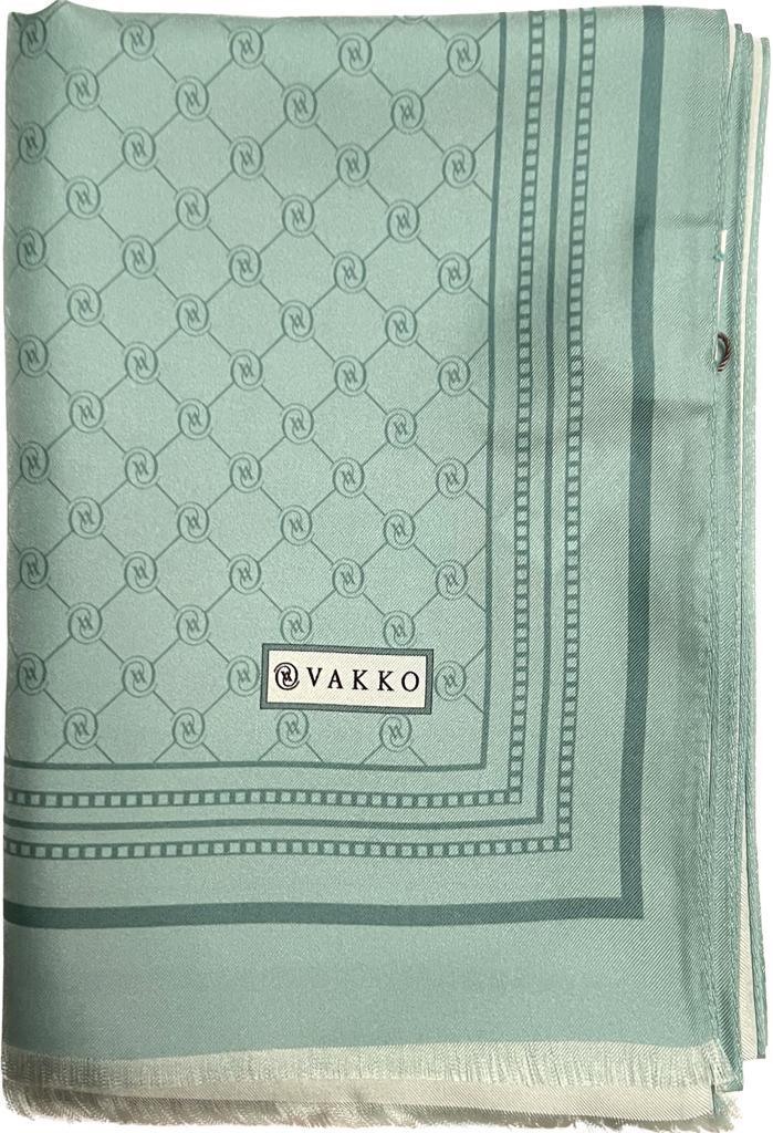 Vakko Monogram Tivil İpek Şal 300088-Mint