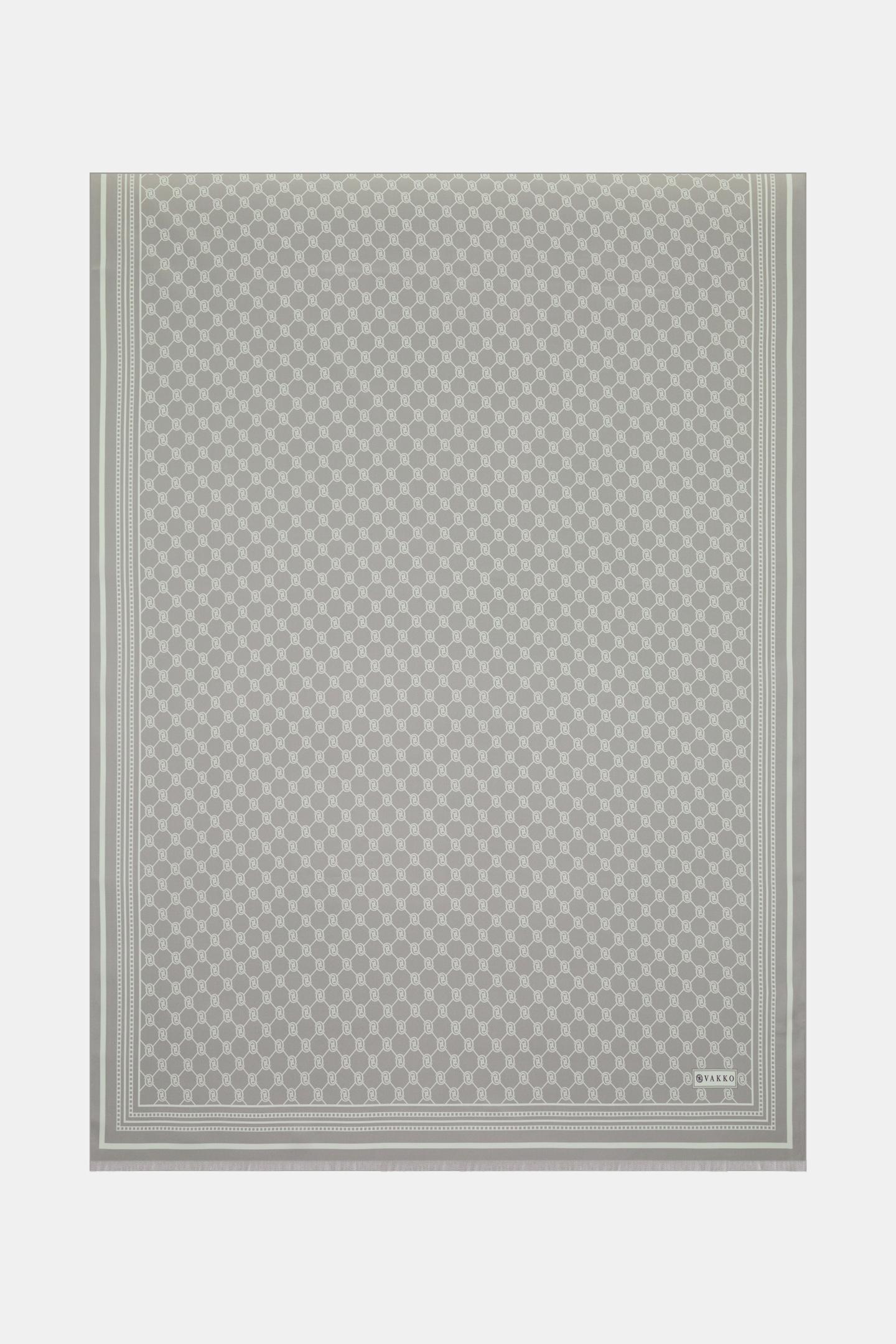 Vakko Monogram Tivil İpek Şal 300088-Taş Bej