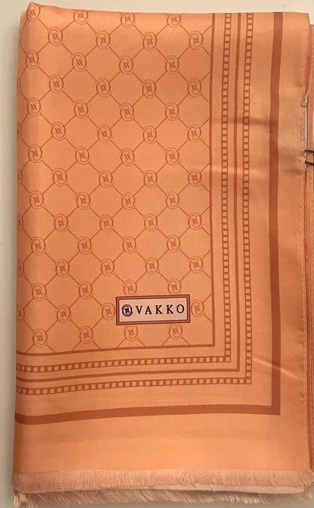 Vakko Monogram Tivil İpek Şal 300088-Turuncu