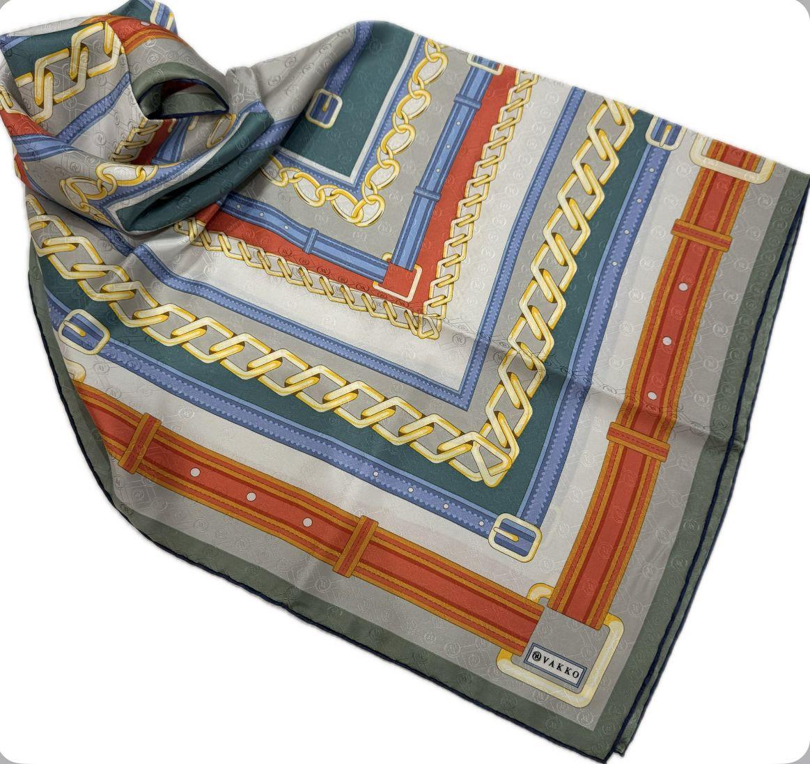 Vakko Özel Seri Desenli İpek Eşarp 41156-Açık Yeşil