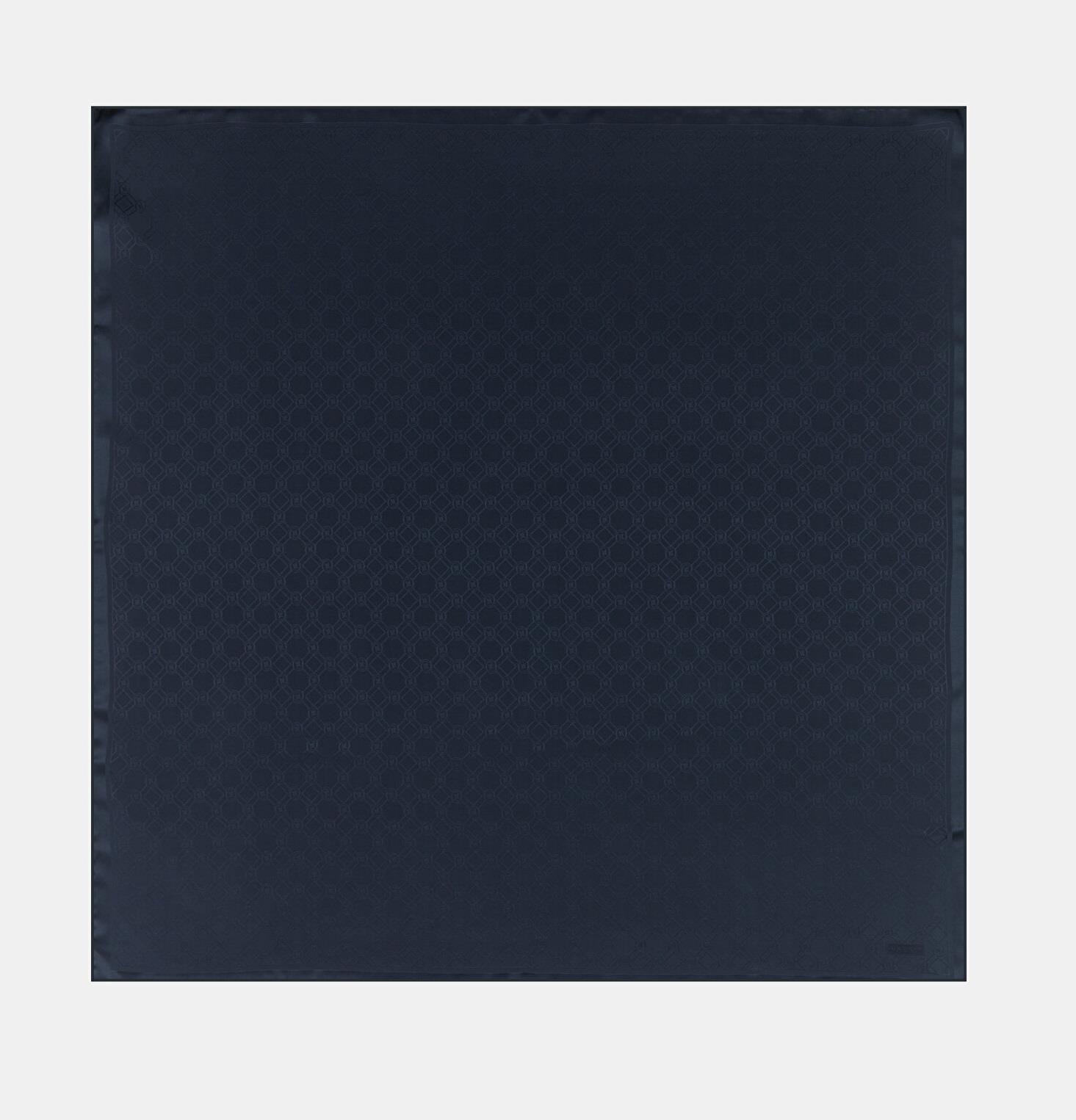 Vakko Özel Seri Monogram Jakarlı Eşarp 40843-Lacivert