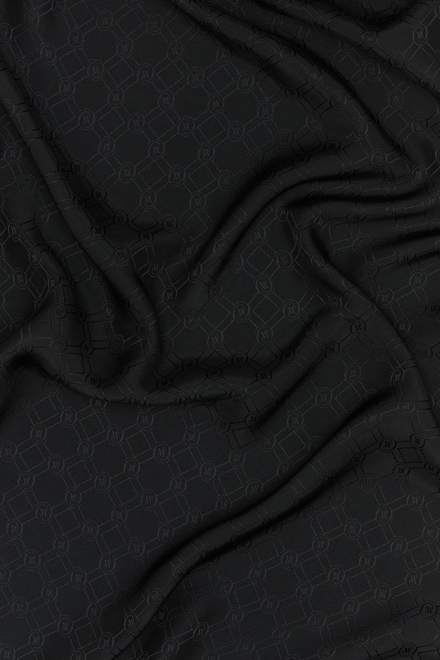 Vakko Özel Seri Monogram Jakarlı Eşarp 40843-Siyah