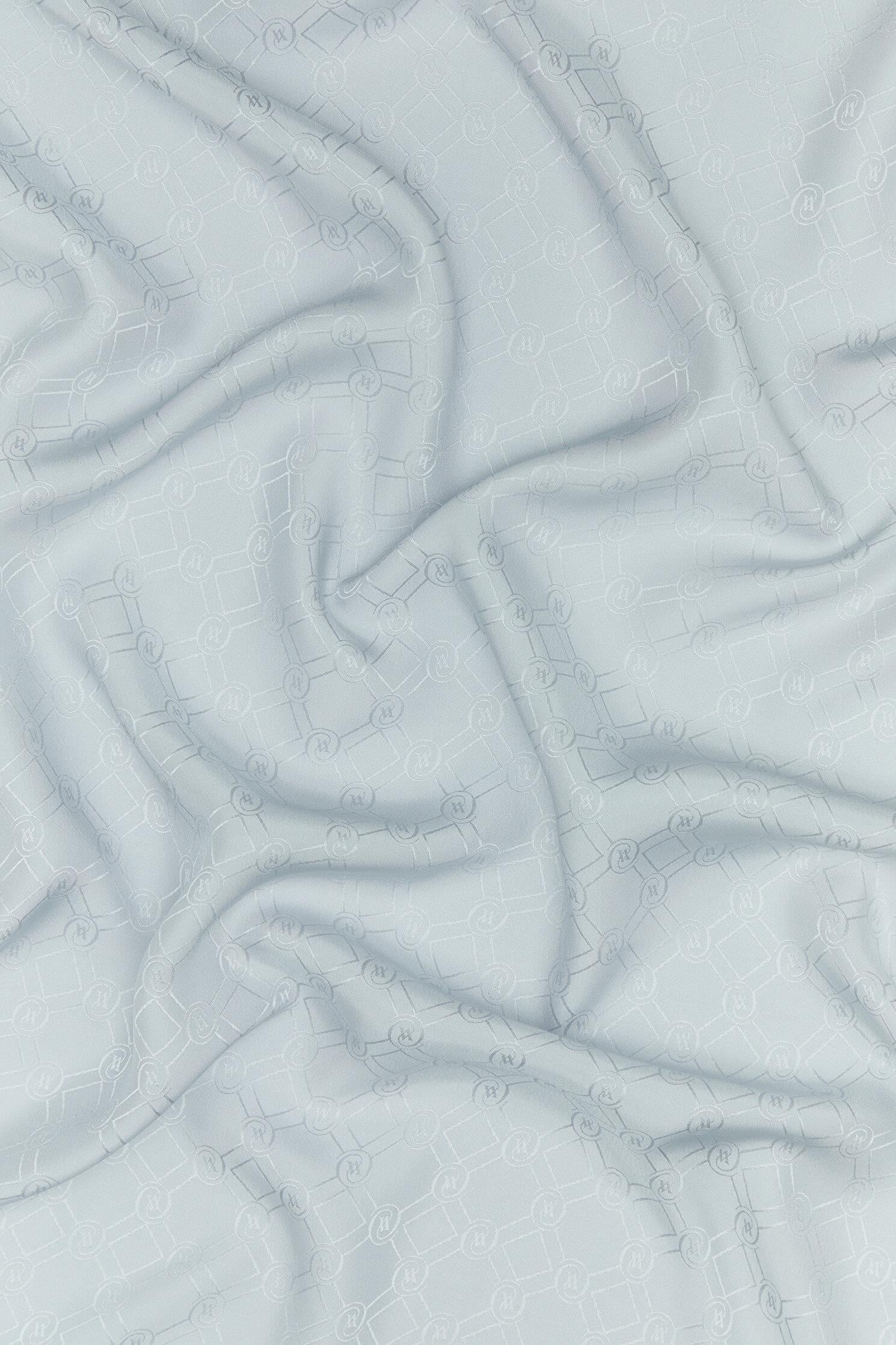 Vakko Özel Seri Monogram Jakarlı Eşarp 40843-Açık Gri