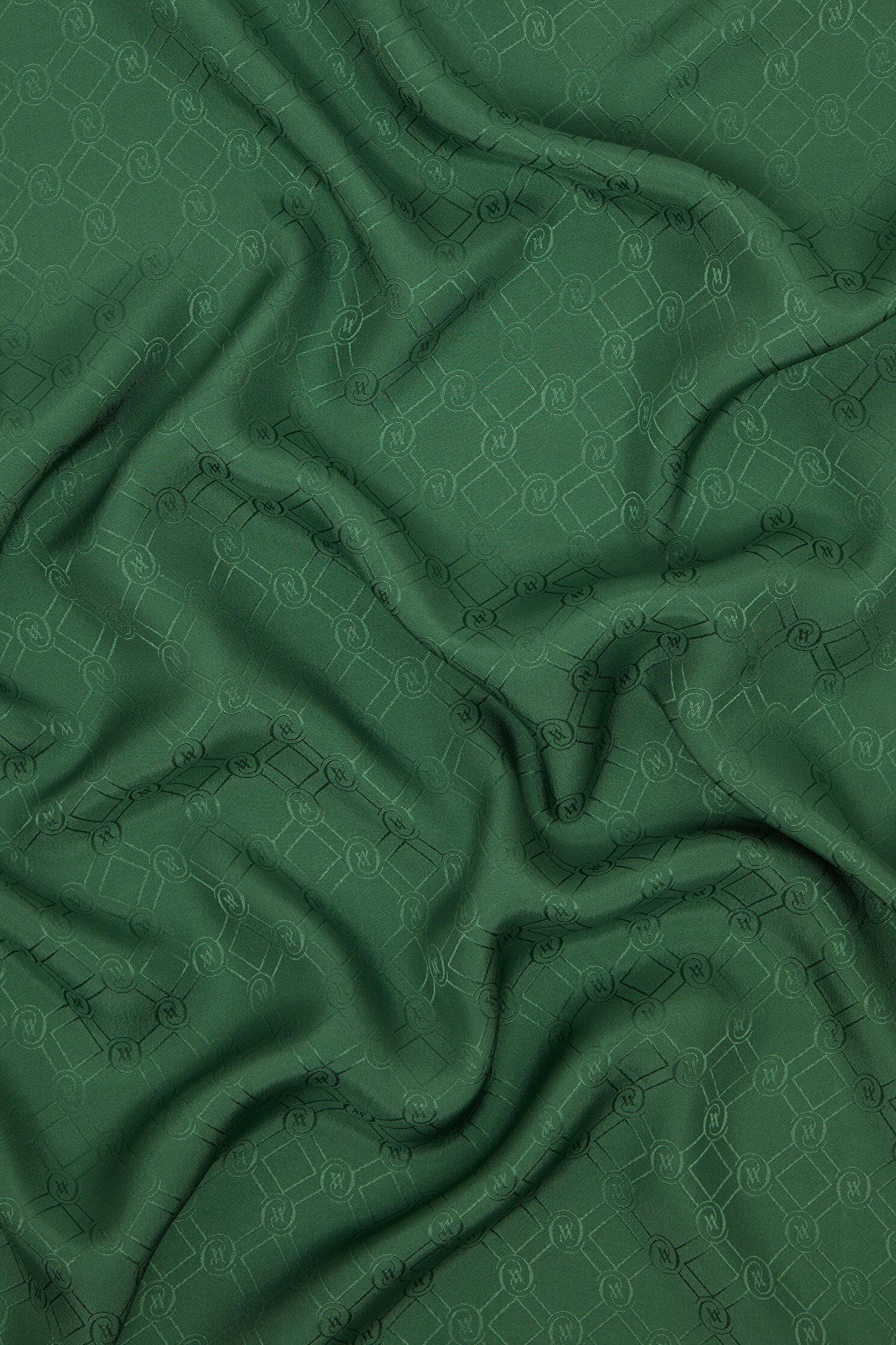 Vakko Özel Seri Monogram Jakarlı Eşarp 40843-Yeşil