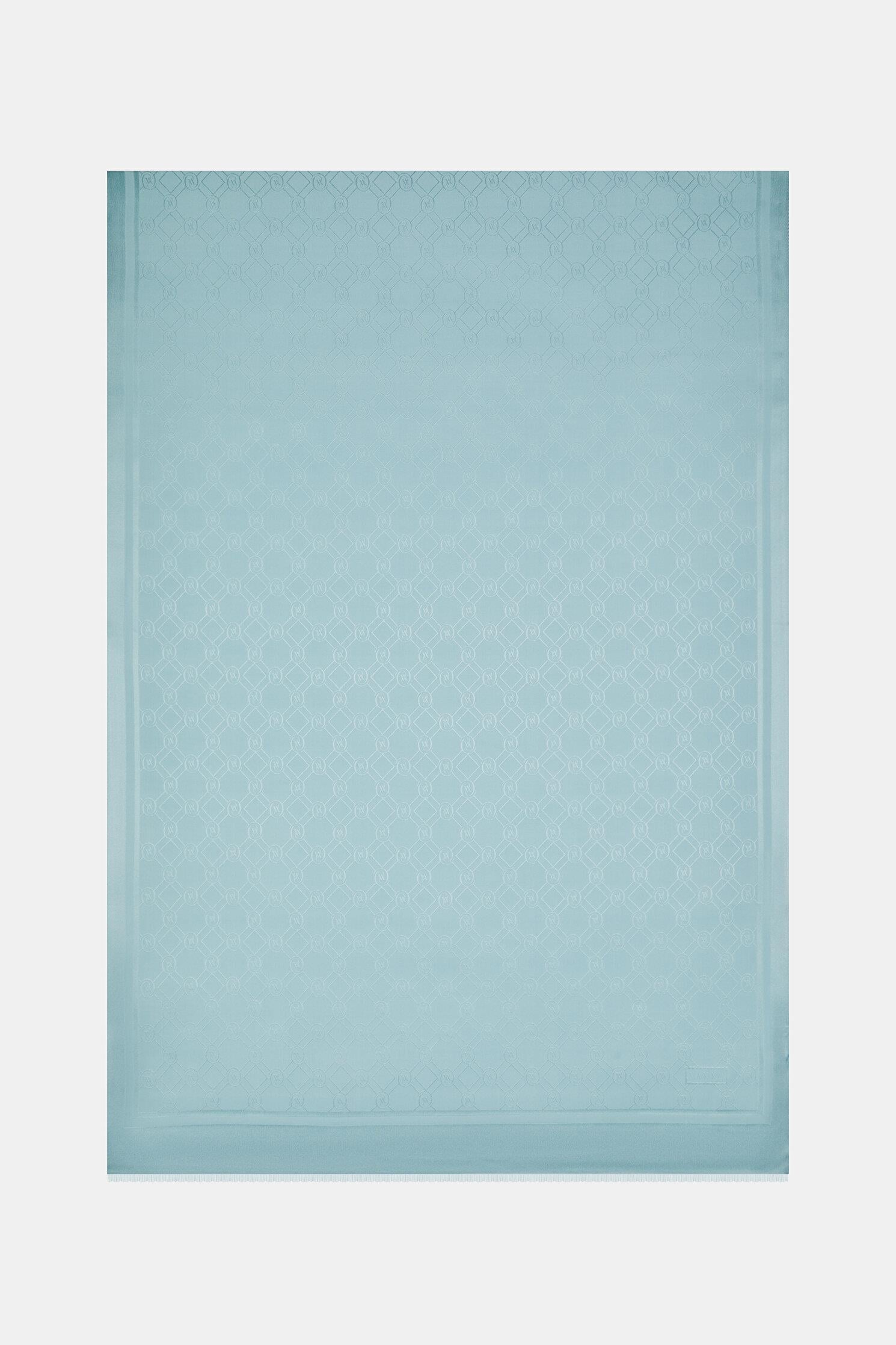 Vakko Özel Seri Monogram Jakarlı Şal 40830-Açık Turkuaz