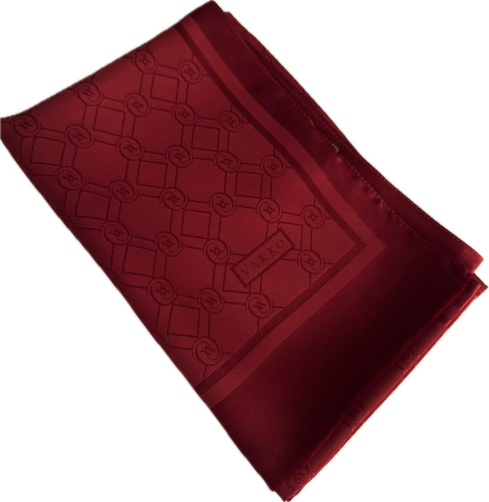 Vakko Özel Seri Monogram Jakarlı Şal 40830-Koyu Kırmızı