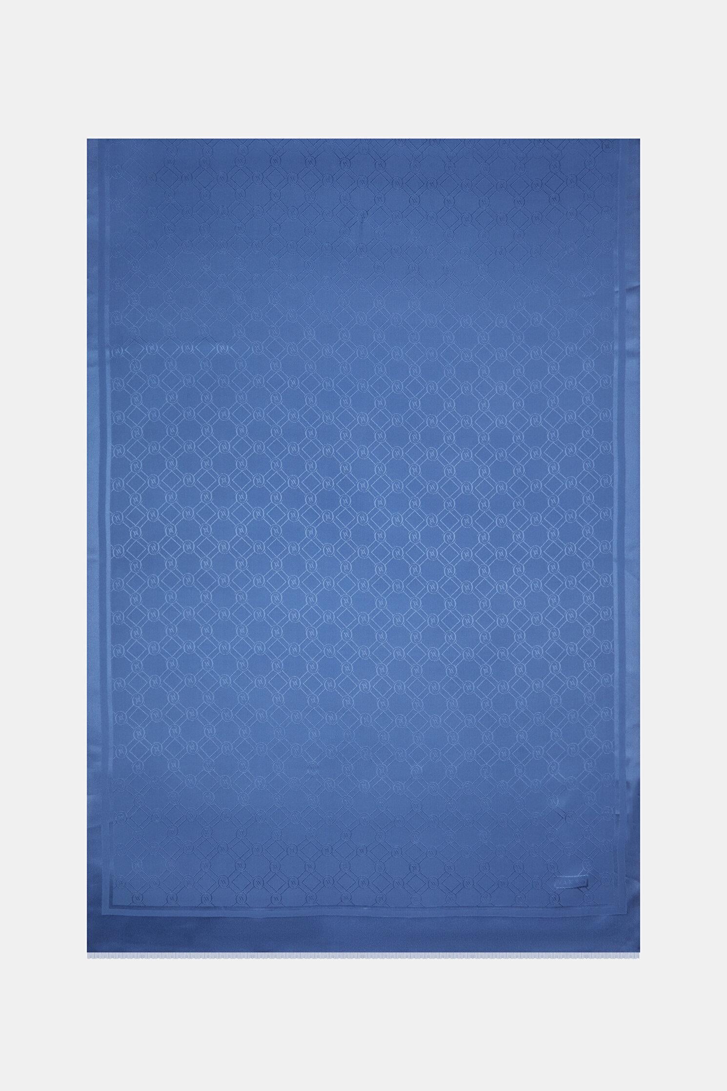 Vakko Özel Seri Monogram Jakarlı Şal 40830-Koyu Mavi
