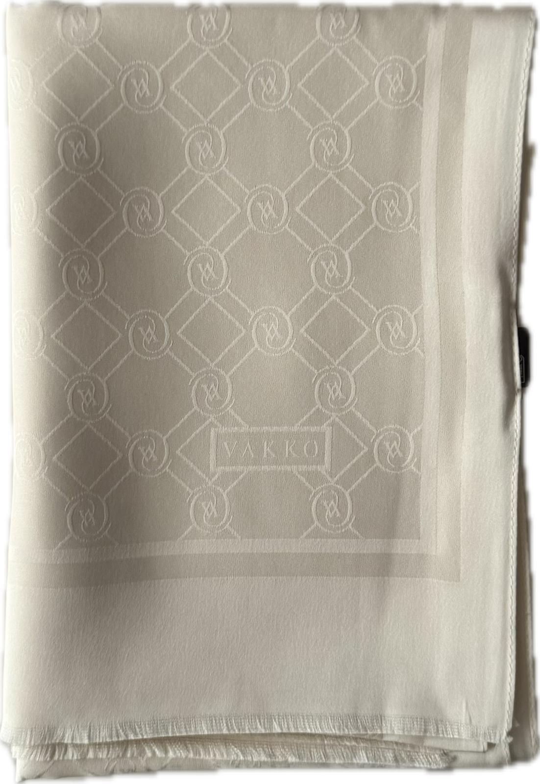 Vakko Özel Seri Monogram Jakarlı Şal 40830-Ekru