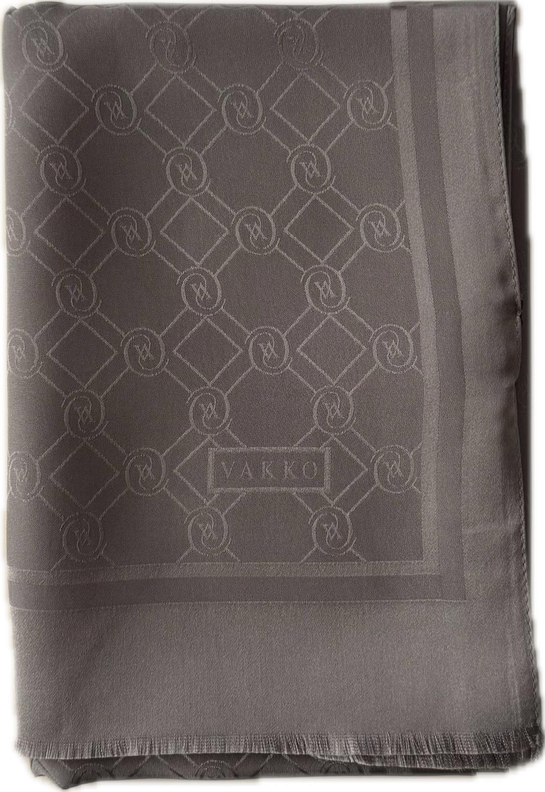 Vakko Özel Seri Monogram Jakarlı Şal 40830-Koyu Gri