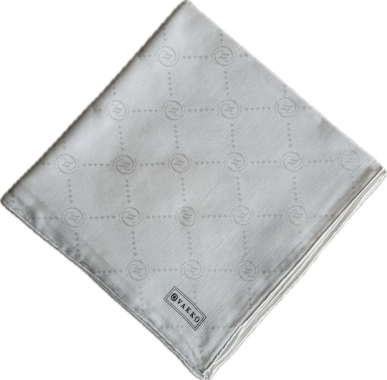 Vakko Pamuk İpek Monogram Eşarp 3001126-Beyaz