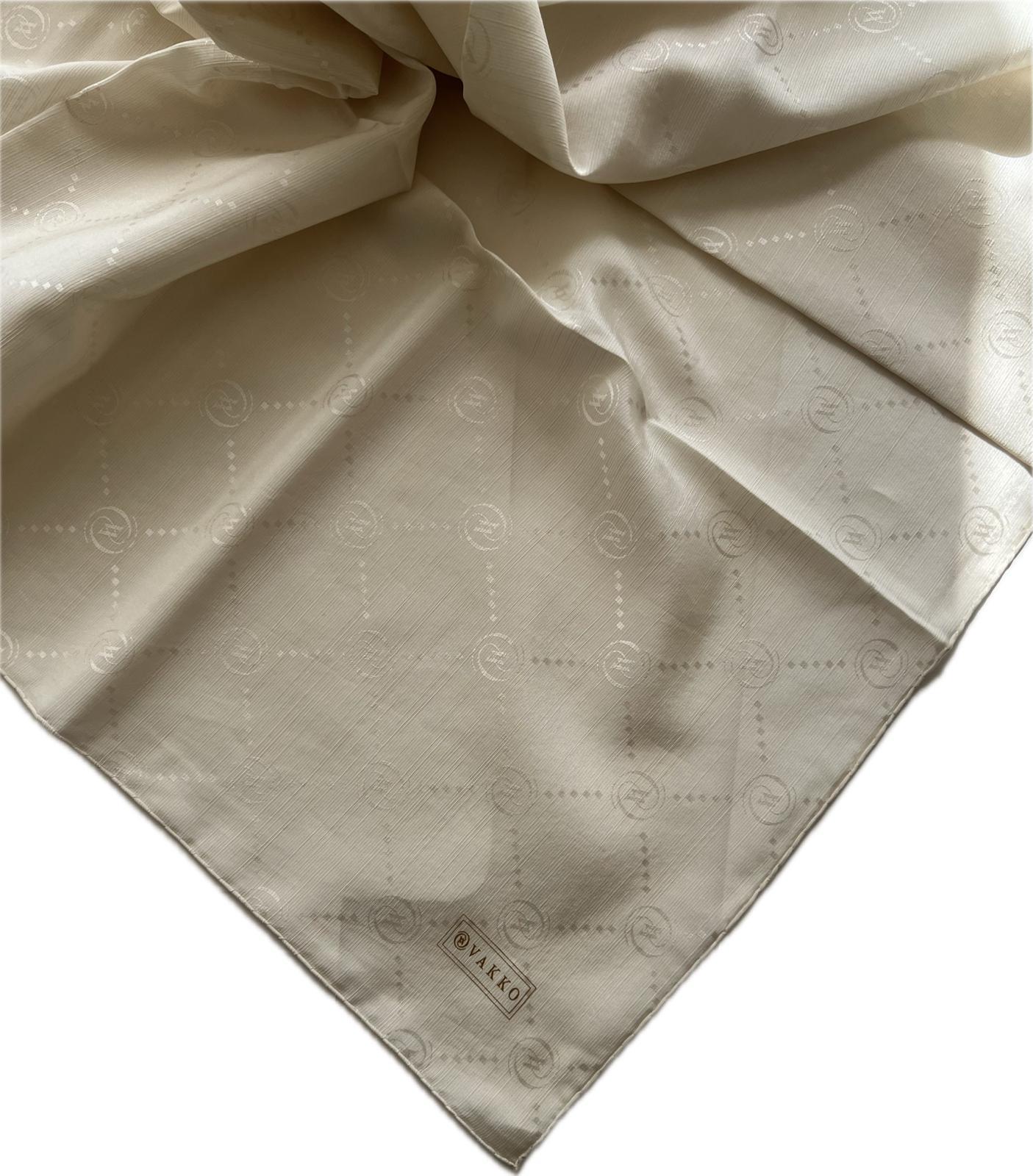 Vakko Pamuk İpek Monogram Eşarp 3001126-Kum
