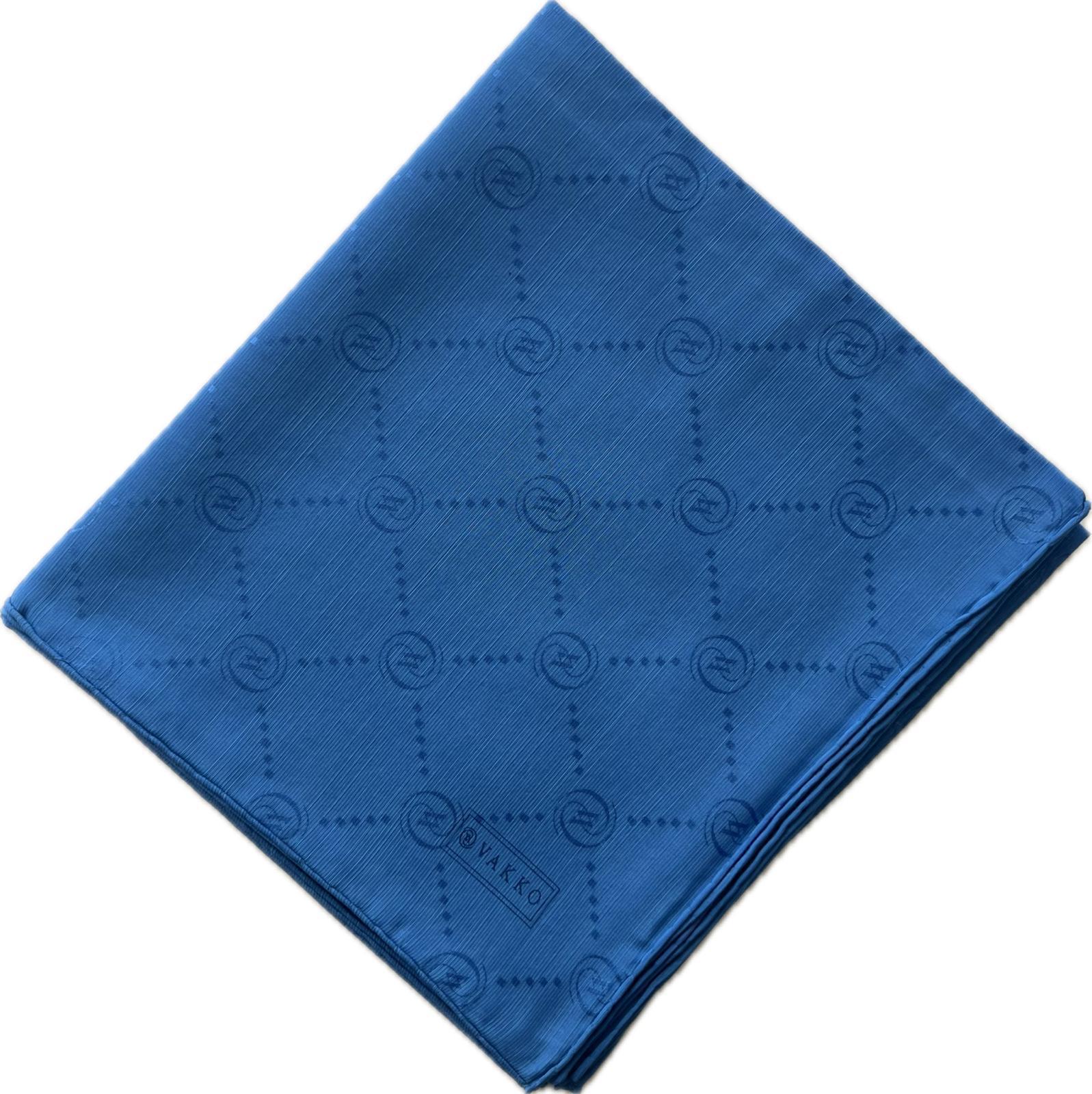 Vakko Pamuk İpek Monogram Eşarp 3001126-Royal Mavi