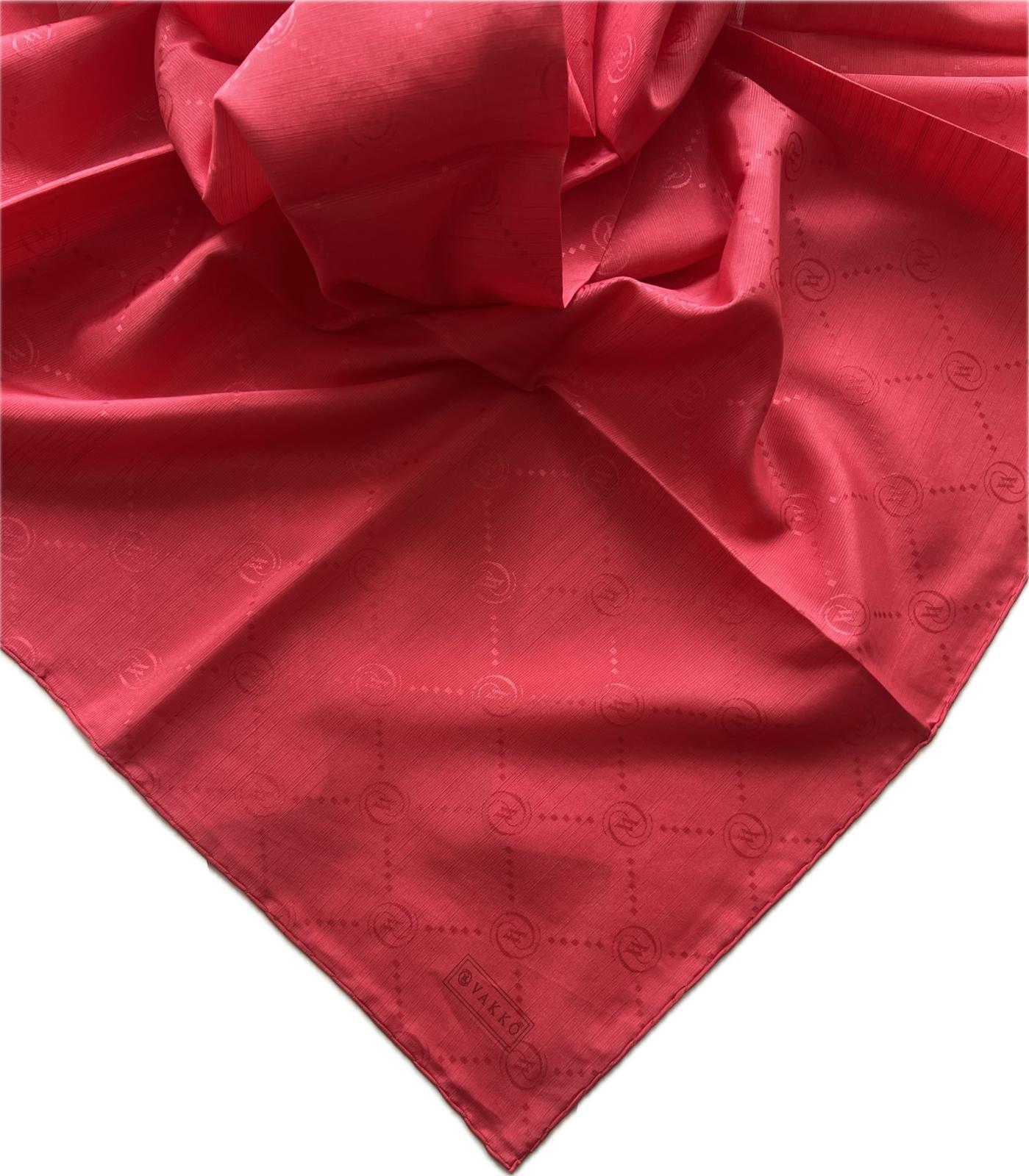 Vakko Pamuk İpek Monogram Eşarp 3001126-Bordo
