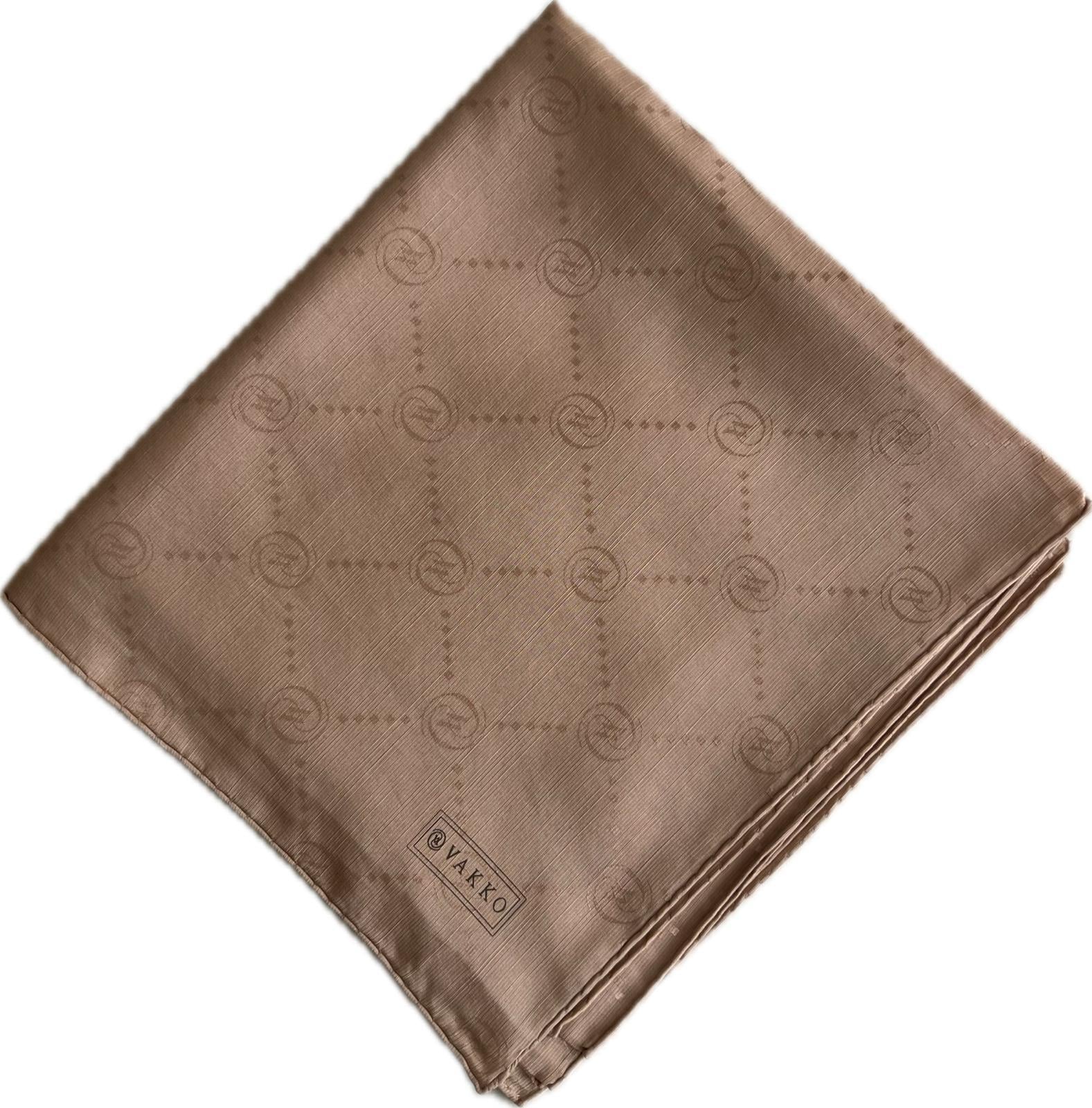 Vakko Pamuk İpek Monogram Eşarp 3001126-Açık Kahve