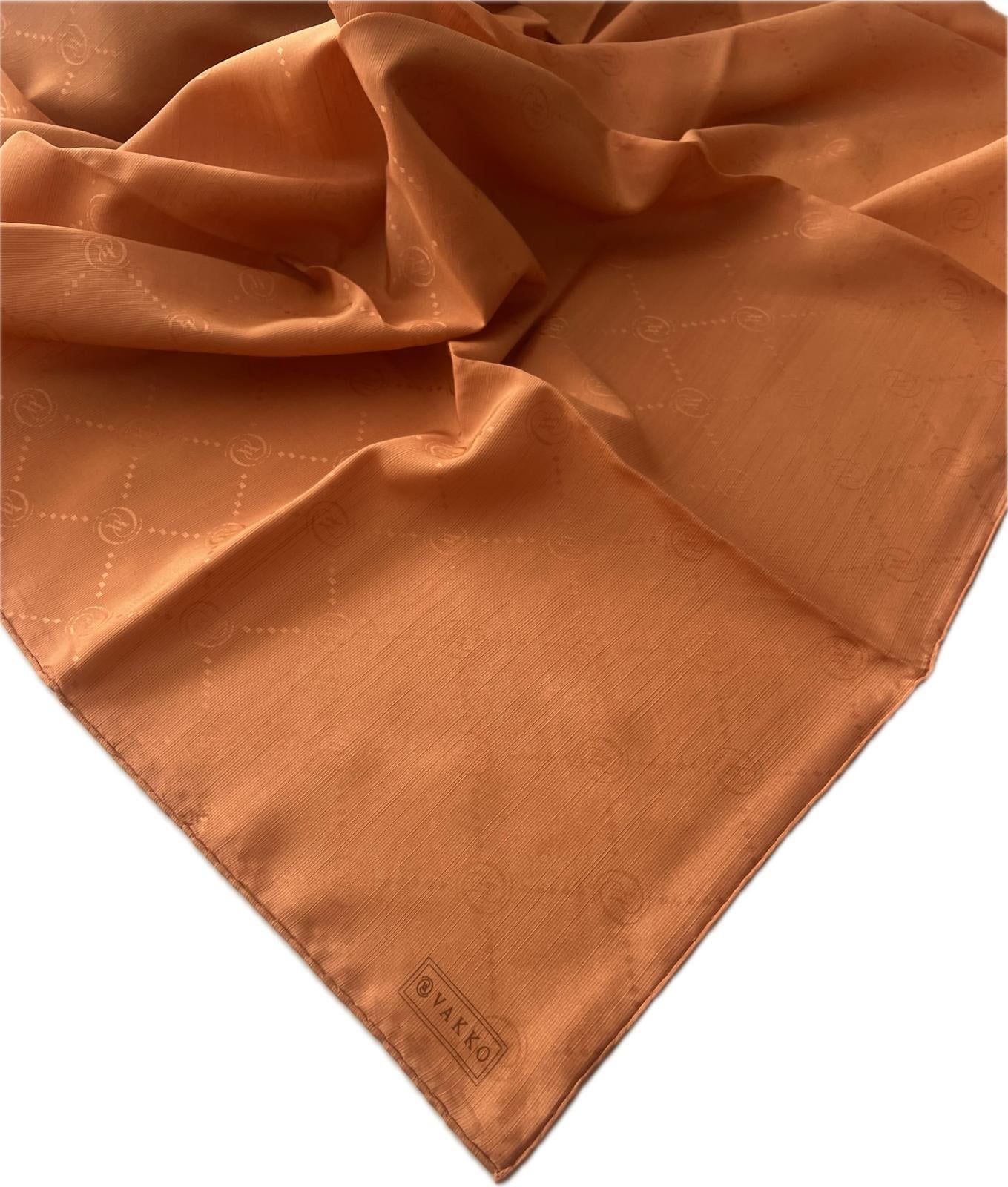 Vakko Pamuk İpek Monogram Eşarp 3001126-Kiremit