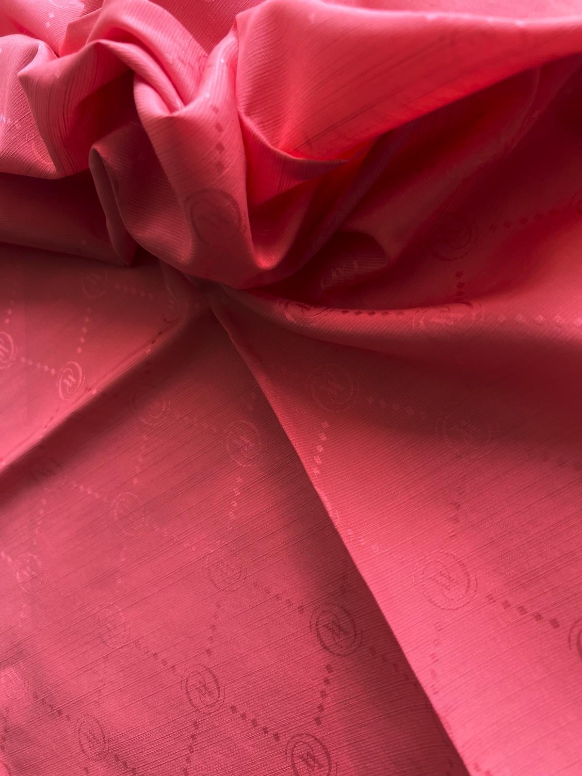 Vakko Pamuk İpek Monogram Eşarp 3001126-Pembe