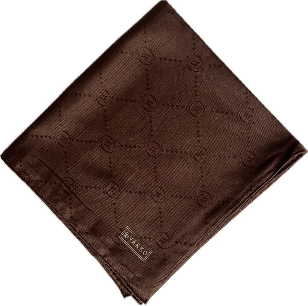 Vakko Pamuk İpek Monogram Eşarp 3001126-Kızıl Kahve