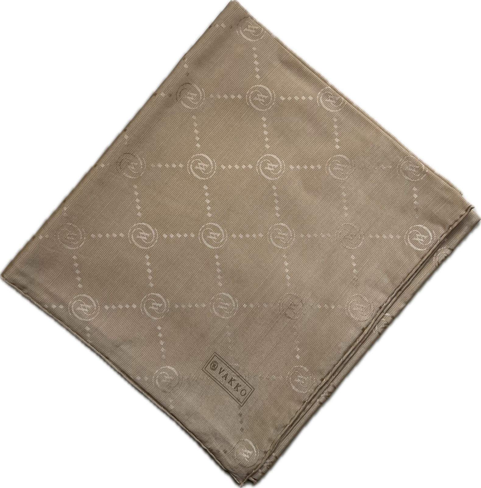 Vakko Pamuk İpek Monogram Eşarp 3001126-Krem