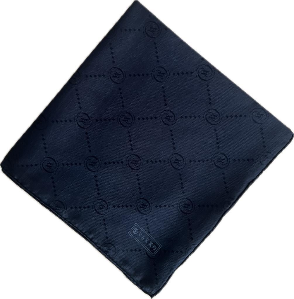Vakko Pamuk İpek Monogram Eşarp 3001126-Lacivert