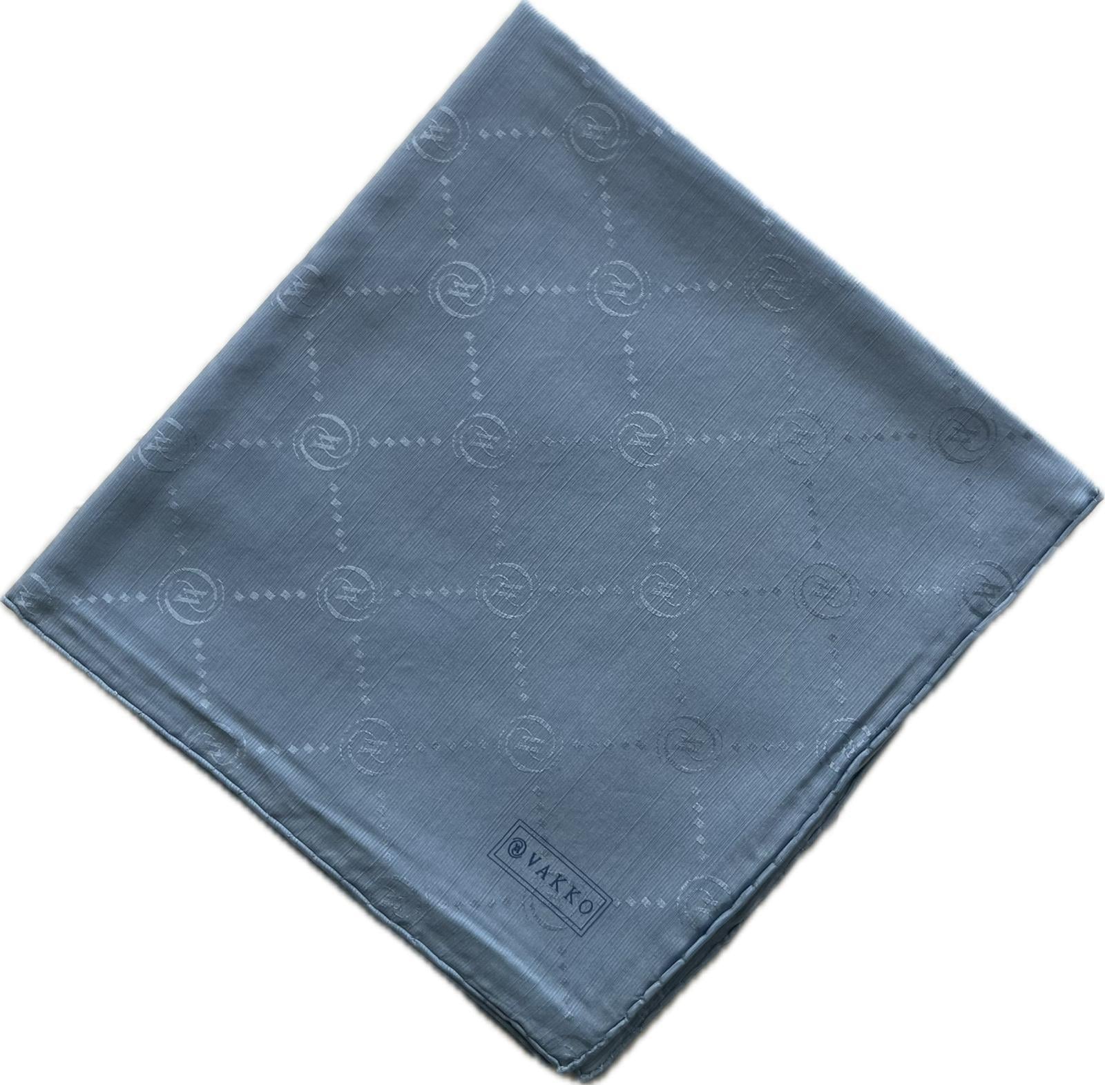 Vakko Pamuk İpek Monogram Eşarp 3001126-Açık Mavi