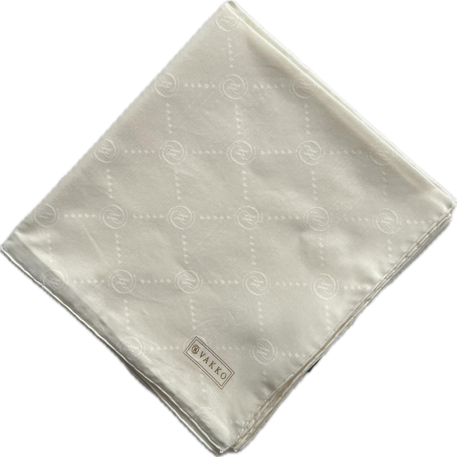 Vakko Pamuk İpek Monogram Eşarp 3001126-Kırık Beyaz