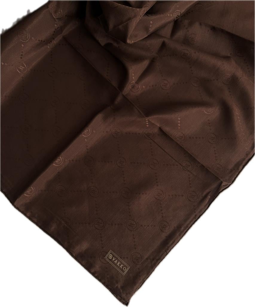 Vakko Pamuk İpek Monogram Eşarp 3001126-Kızıl Kahve