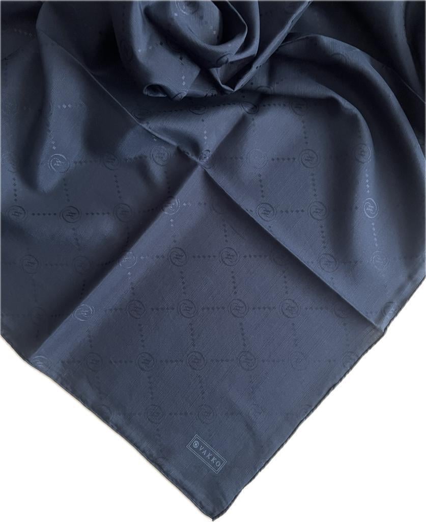 Vakko Pamuk İpek Monogram Eşarp 3001126-Lacivert