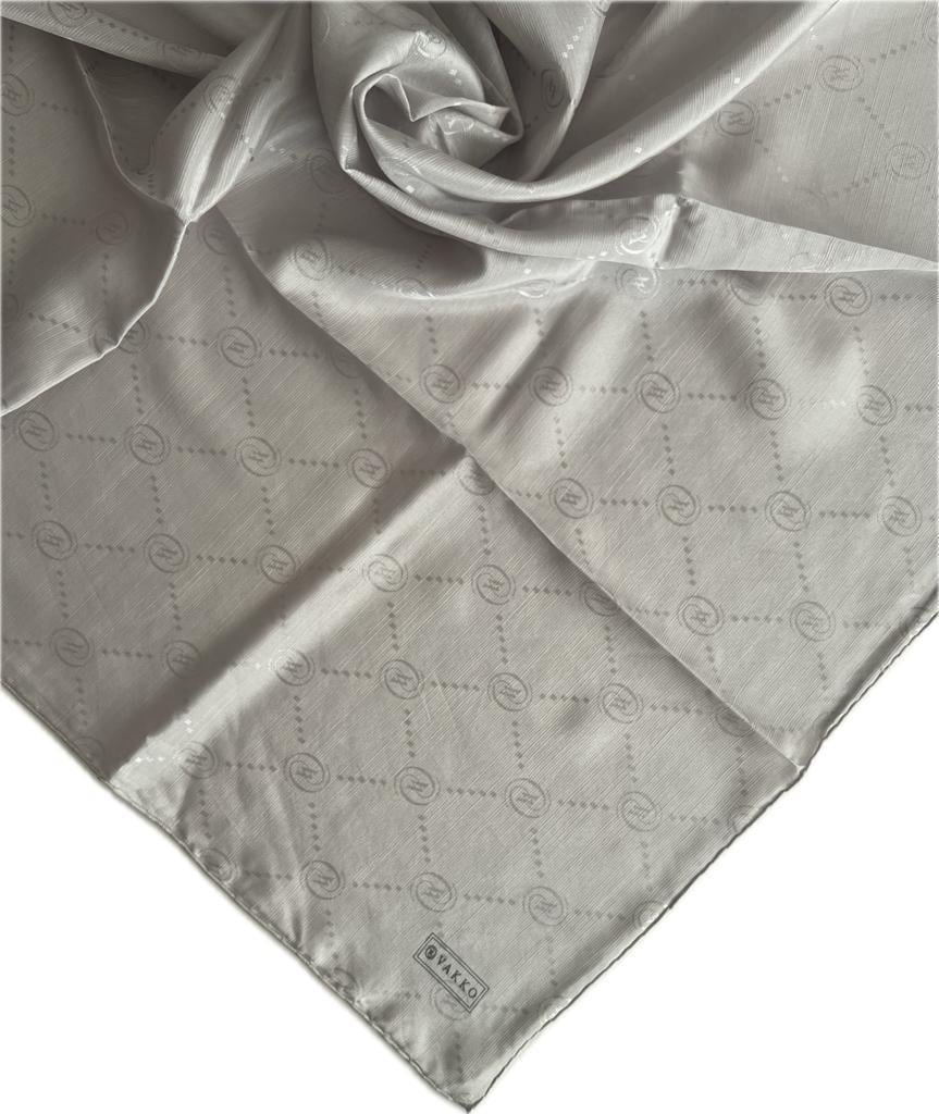 Vakko Pamuk İpek Monogram Eşarp 3001126-Gri