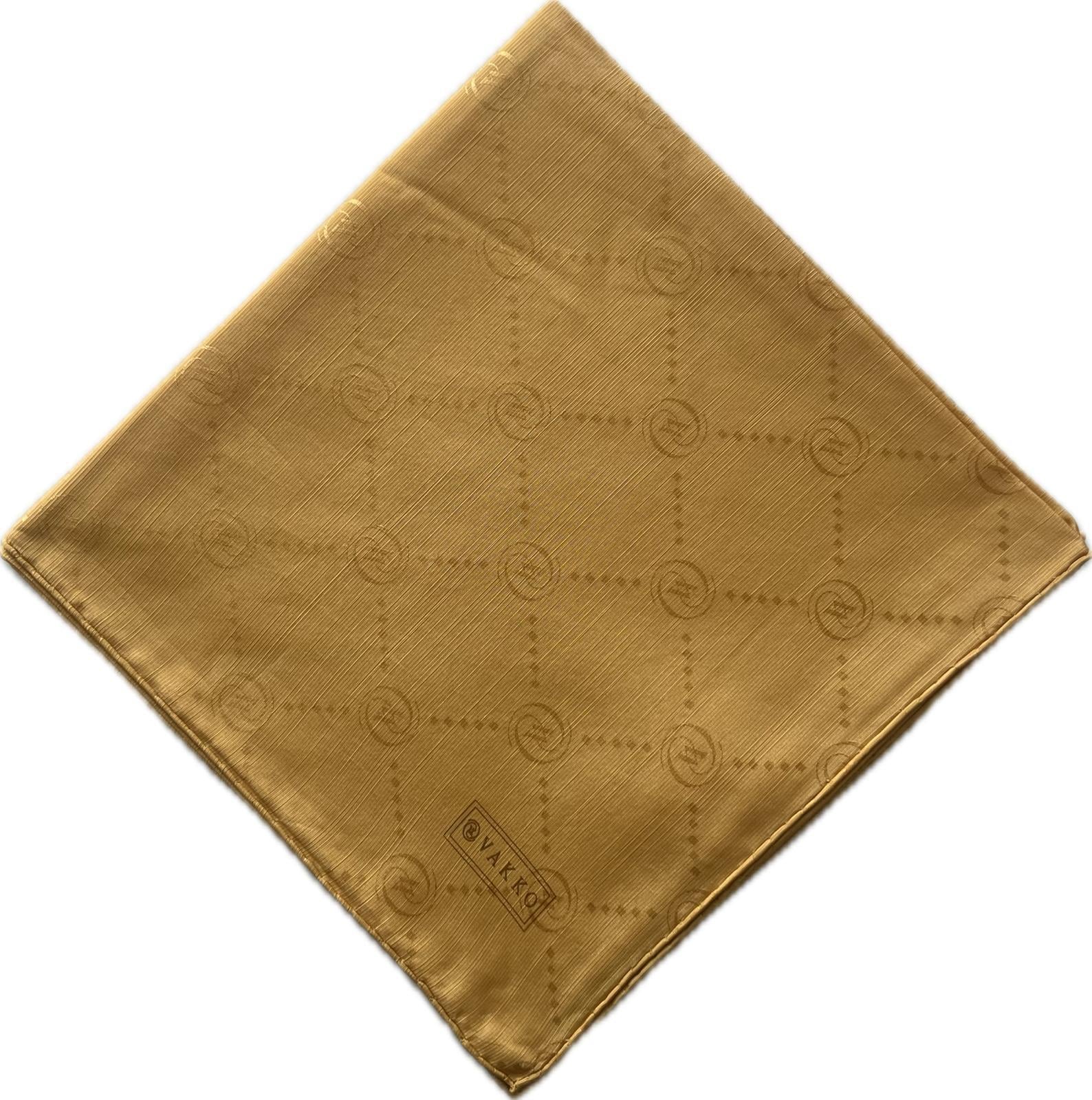 Vakko Pamuk İpek Monogram Eşarp 3001126-Koyu Sarı