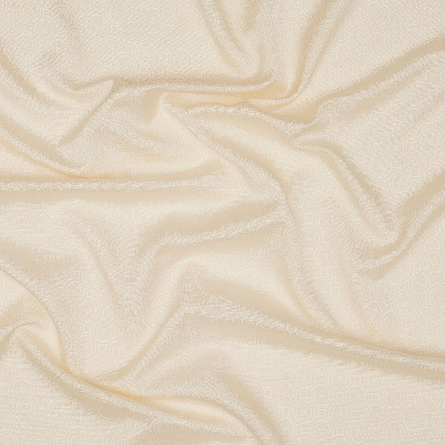 Vakko Pamuk İpek Monogram Eşarp 41301-Ekru