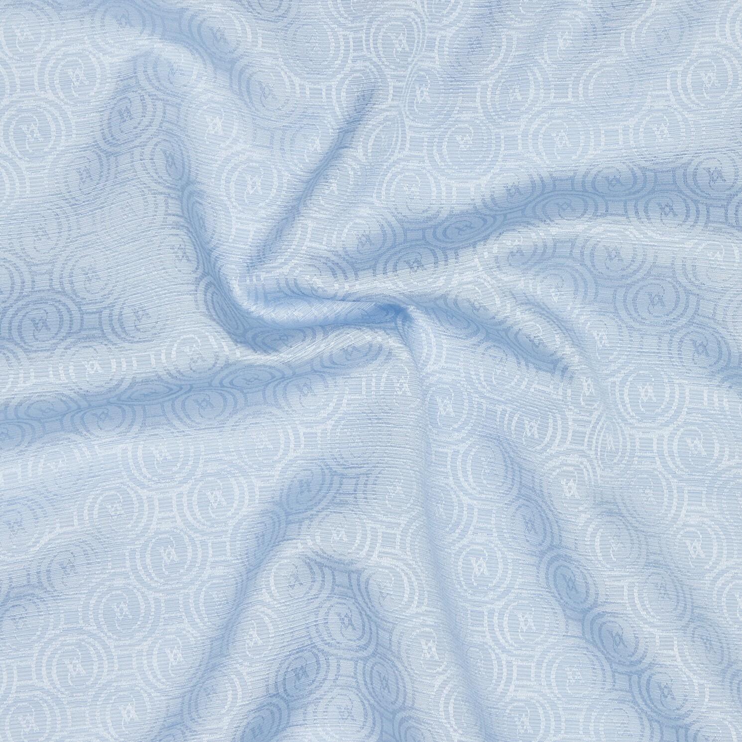 Vakko Pamuk İpek Monogram Eşarp 41301-Buz Mavisi
