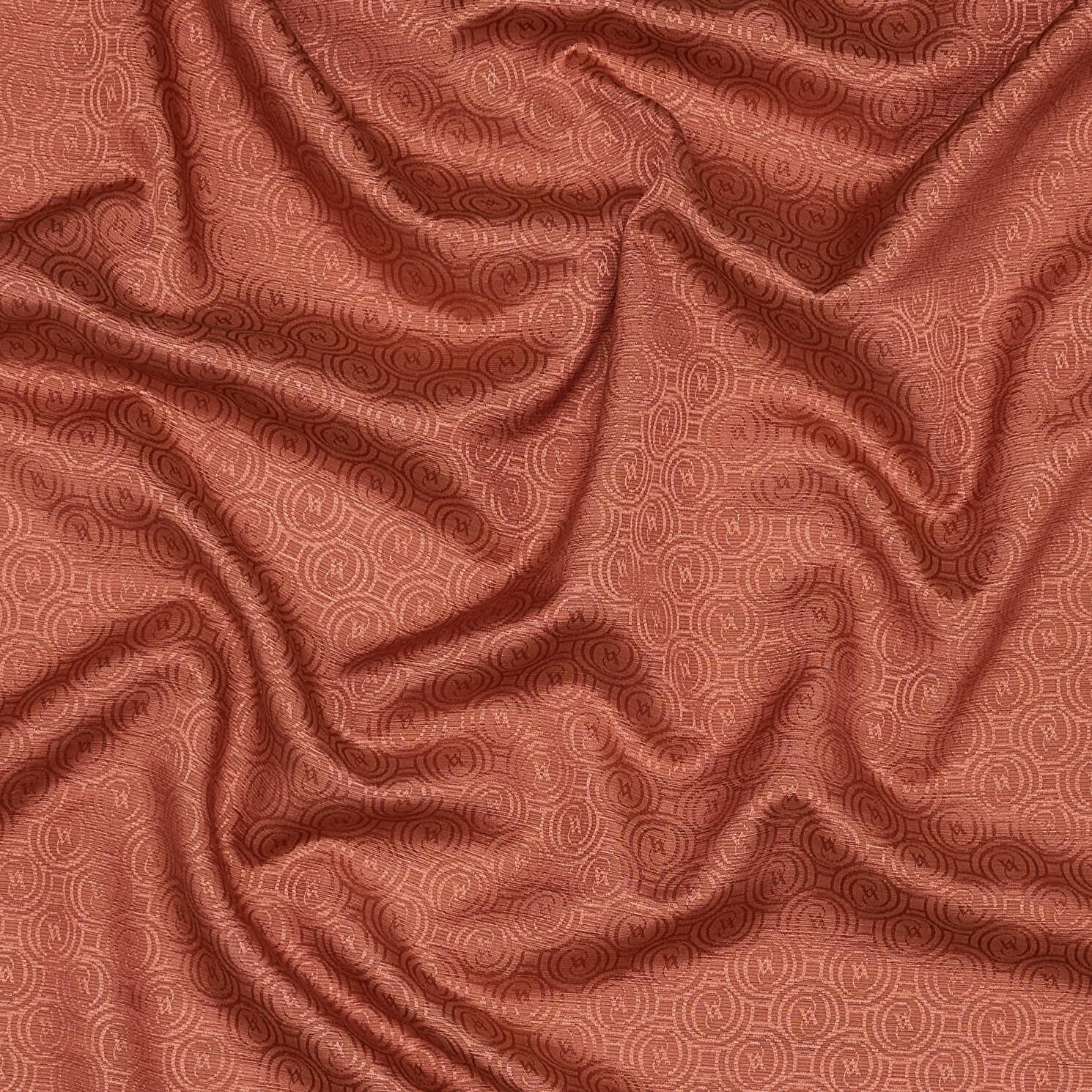 Vakko Pamuk İpek Monogram Eşarp 41301-Kızıl Kahve