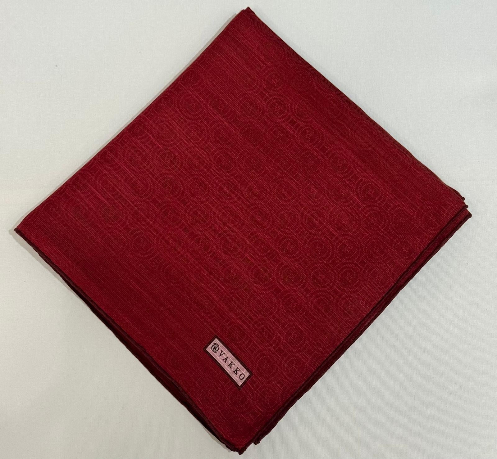 Vakko Pamuk İpek Monogram Eşarp 41727-Koyu Kırmızı